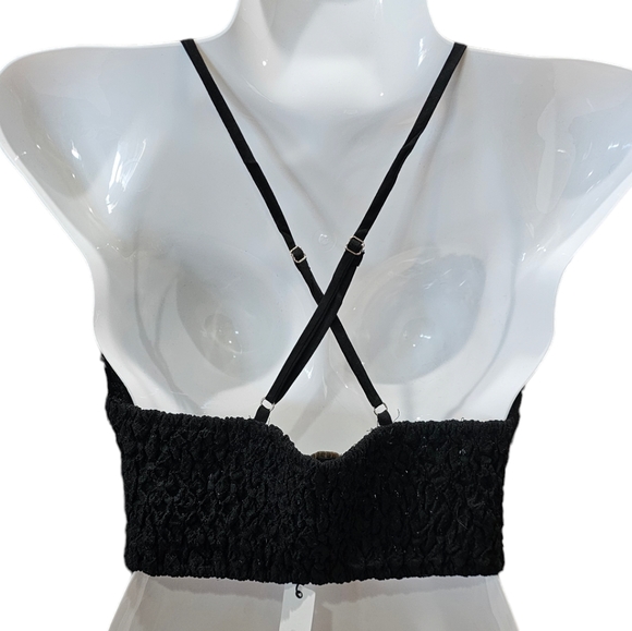 Olivaceous Cropped Lace Tank Top In Black Size S NWT - Picture 2 of 6